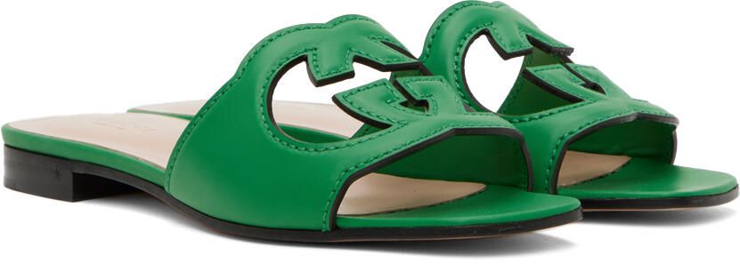 Gucci Green Interlocking G Cutout Sandals - Picture 3