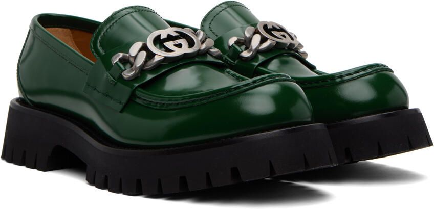 Gucci Green Interlocking G Loafers - Picture 2