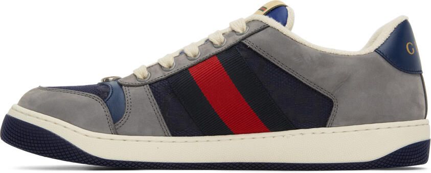 Gucci Navy & Gray Screener Sneakers - Picture 3
