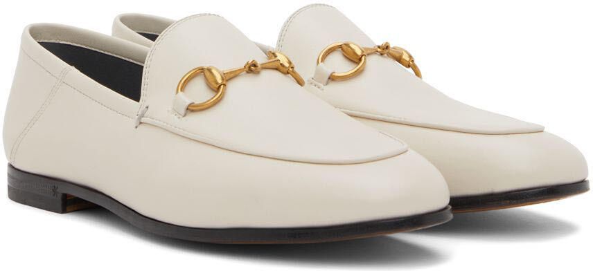 Gucci Off-White Leather Horsebit Loafers - Picture 2