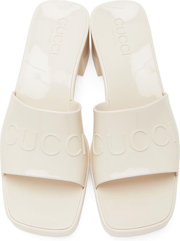 Gucci Off-White Rubber Slide Heeled Sandals - Picture 1