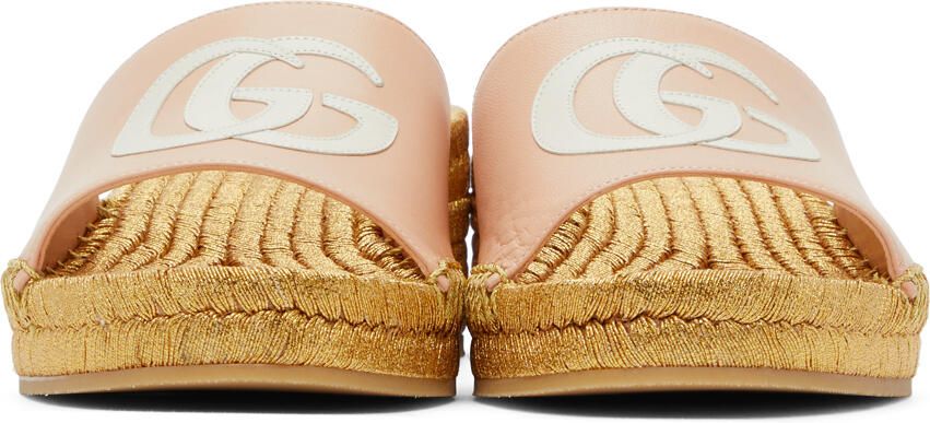 Gucci Pink & Gold Espadrille Heeled Sandals - Picture 3