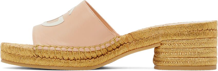 Gucci Pink & Gold Espadrille Heeled Sandals - Picture 4