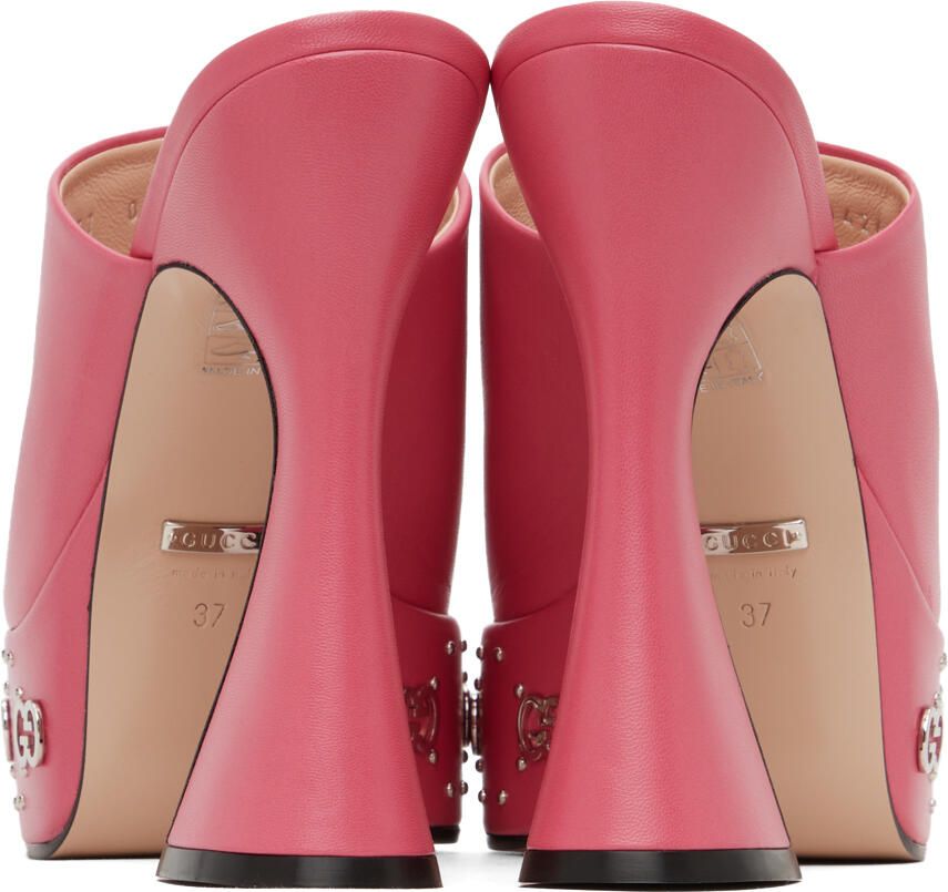 Gucci Pink Leather Heeled Sandals
