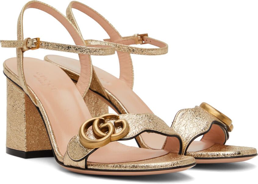 Gucci Silver GG Marmont Heeled Sandals - Picture 2