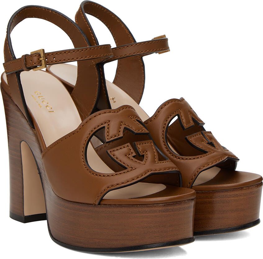 Gucci Tan Interlocking G Sandals