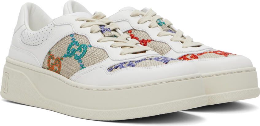 Gucci White & Beige GG Sneakers - Picture 2