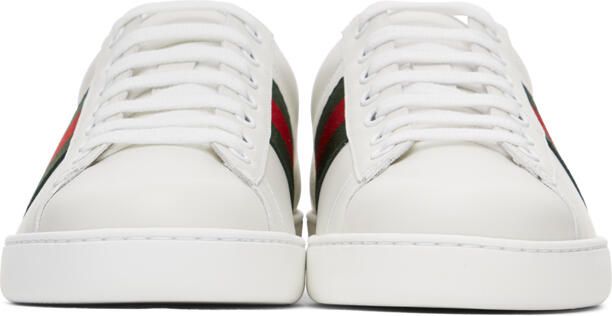 Gucci White & Green Ace Sneakers - Picture 3