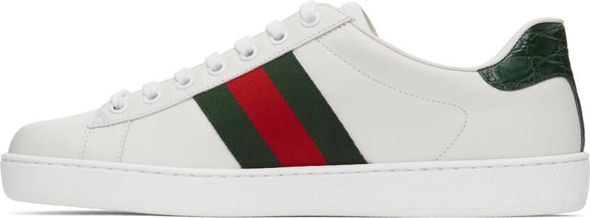 Gucci White & Green Ace Sneakers - Picture 2