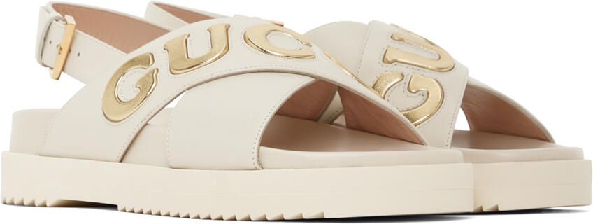 Gucci White Embossed Sandals - Picture 2