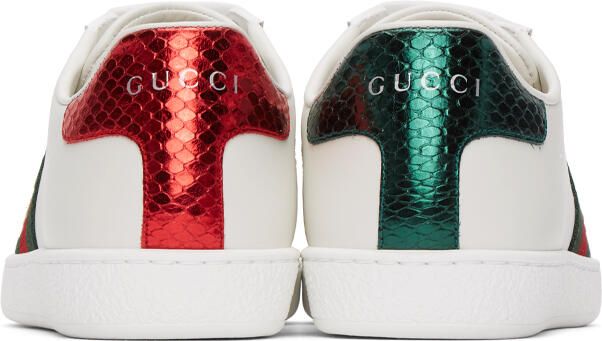 Gucci White Embroidered Bee Ace Sneakers - Picture 4