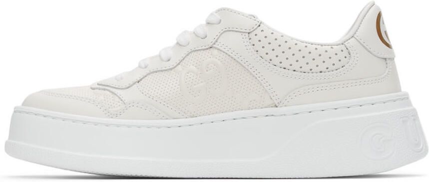 Gucci White GG Embossed Low Sneakers - Picture 4