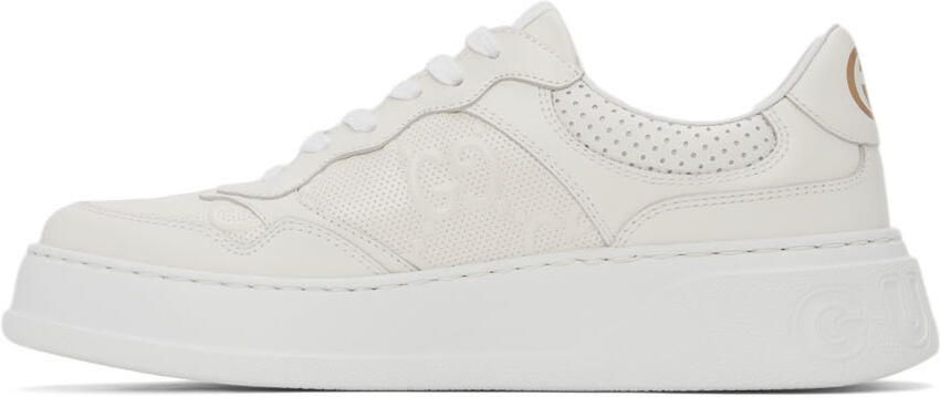 Gucci White GG Embossed Sneakers - Picture 4