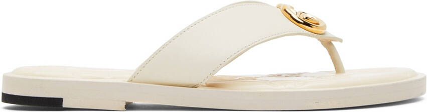 Gucci Off-White Interlocking G Flat Sandals