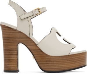 Gucci Off-White Interlocking G Heeled Sandals