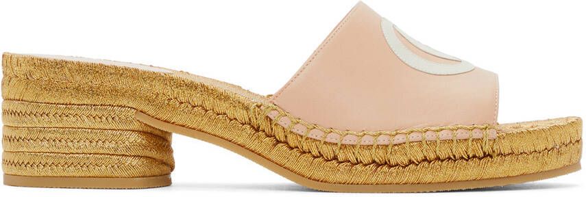 Gucci Pink & Gold Espadrille Heeled Sandals