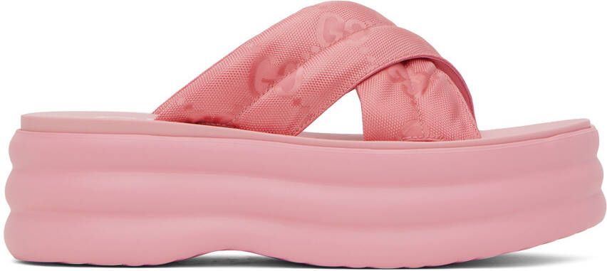 Gucci Pink GG Platform Sandals