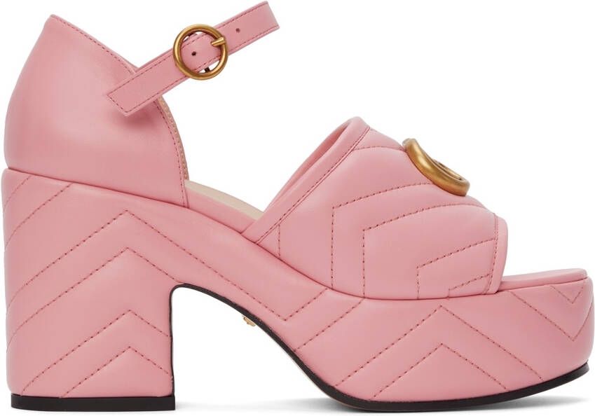 Gucci Pink Matelassé Platform Heeled Sandals