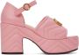 Gucci Pink Matelassé Platform Heeled Sandals - Thumbnail 1