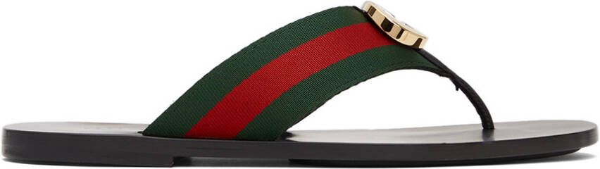 Gucci Red & Green Kika Thong Sandals