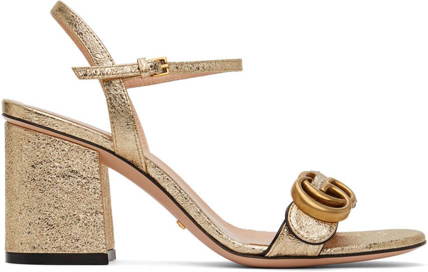 Gucci Silver GG Marmont Heeled Sandals