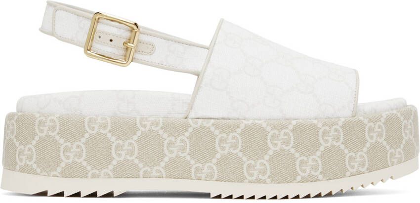 Gucci White GG Platform Sandals