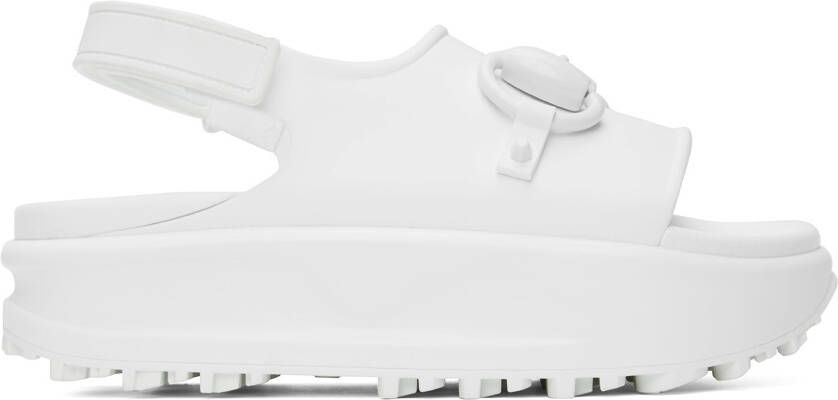 Gucci White Horsebit Platform Sandals