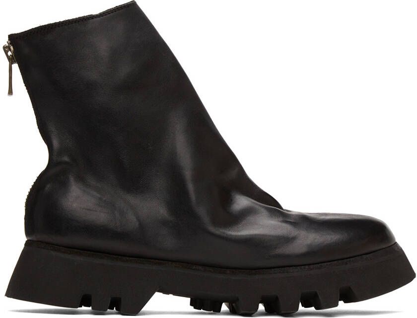 Guidi Black Leather Ankle Boot
