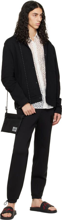 Hugo Black Embroidered Logo Slides - Picture 4