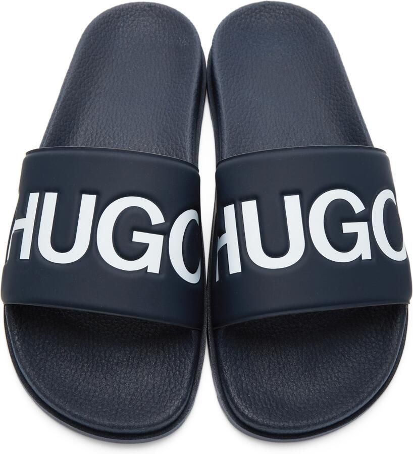 Hugo Navy Plastic Match Slide Sandals