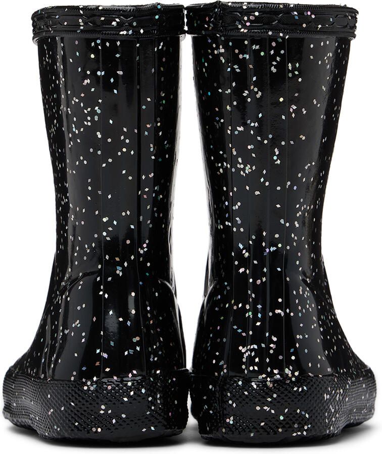 Hunter Kids Black First Classic Giant Glitter Little Kids Rain Boots - Picture 3