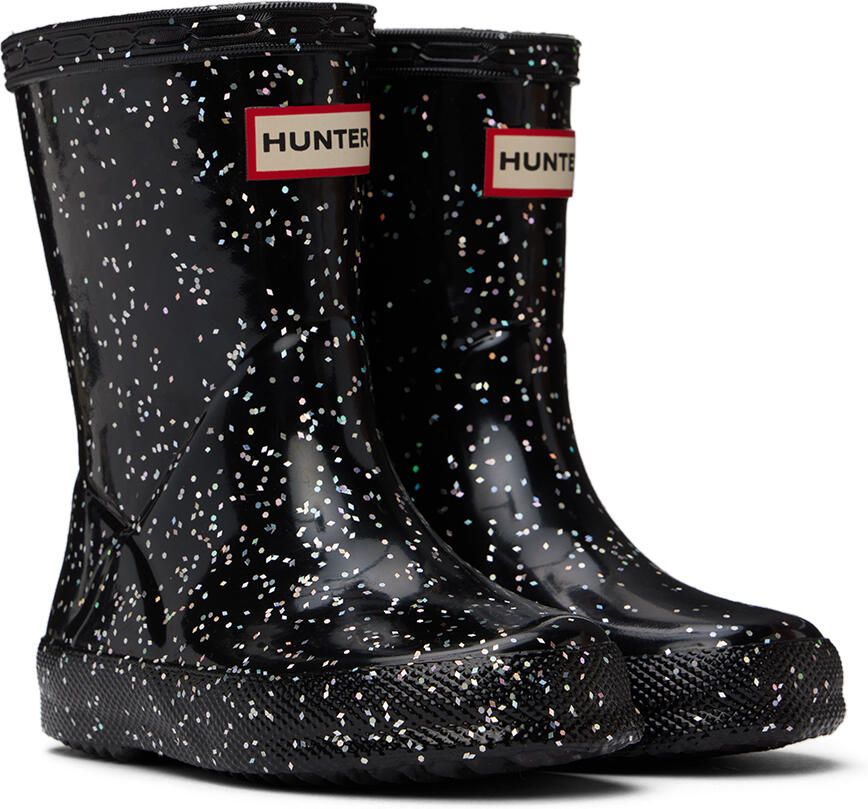Hunter Kids Black First Classic Giant Glitter Little Kids Rain Boots