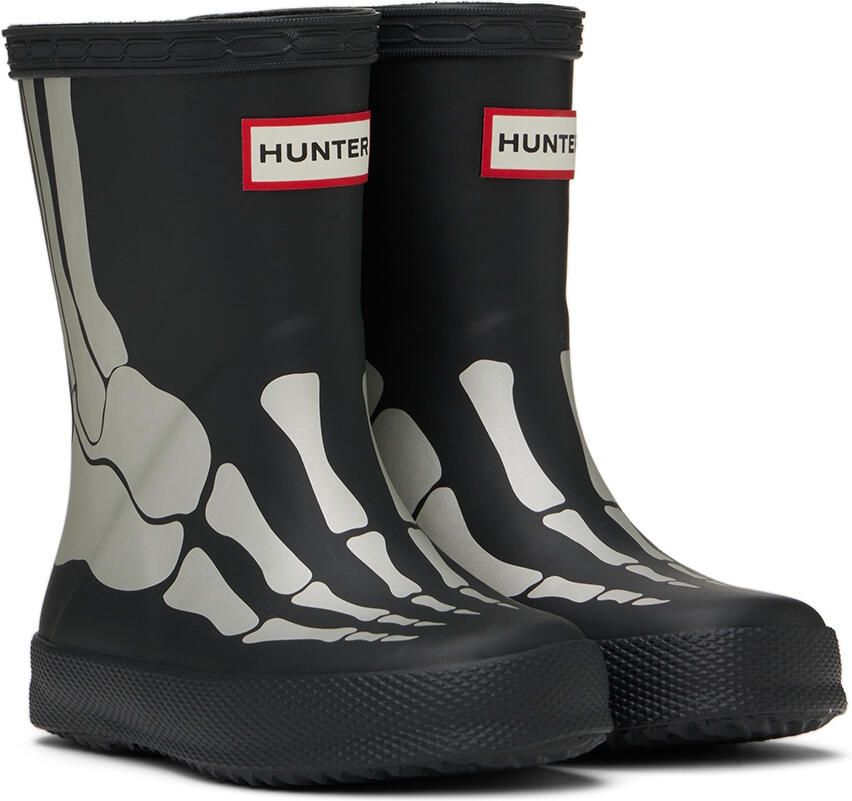 Hunter Kids Black Skeleton First Classic Little Kids Rain Boots - Picture 3