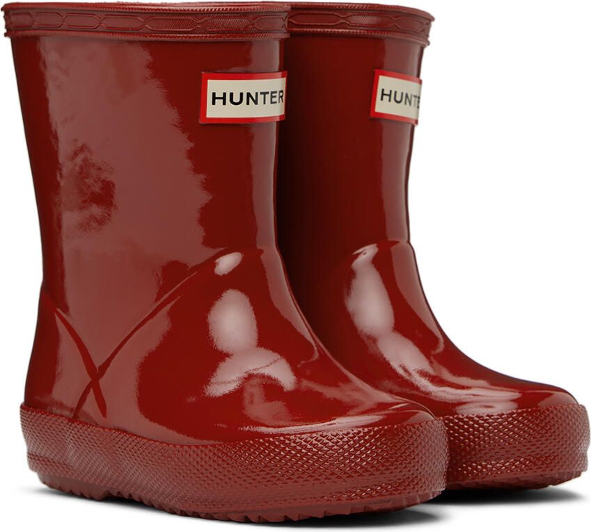 Hunter Kids Red First Classic Gloss Little Kids Rain Boots - Picture 3