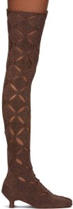Isa Boulder SSENSE Exclusive Brown Knit Argyle Tall Boots