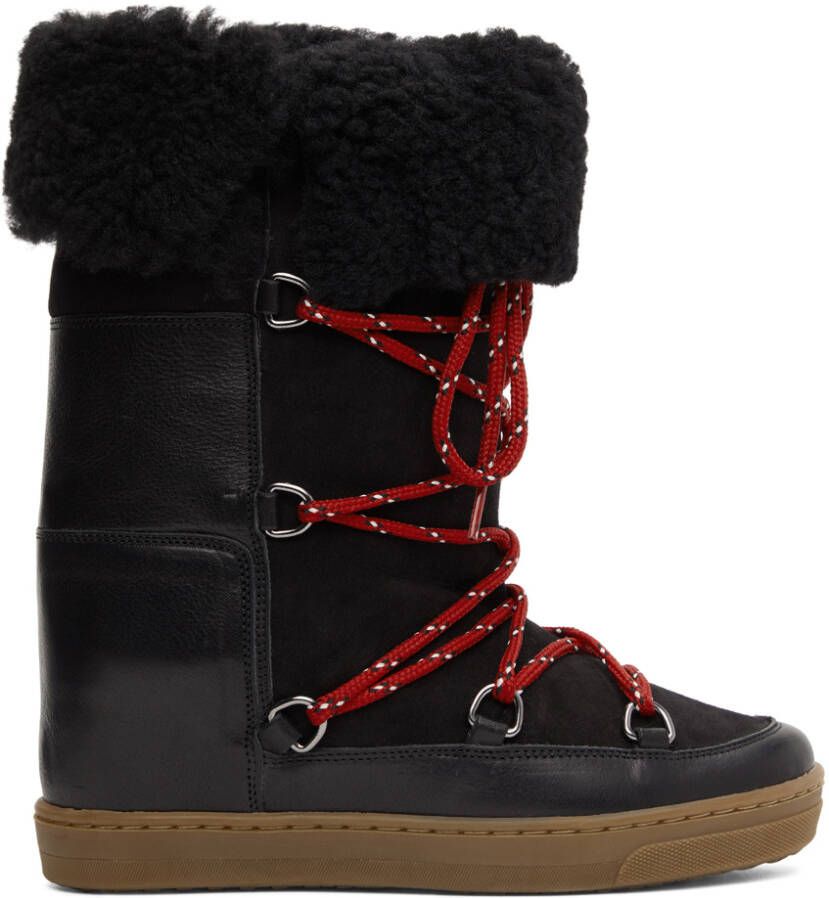 Isabel Marant Black Shearling Nowly Boots