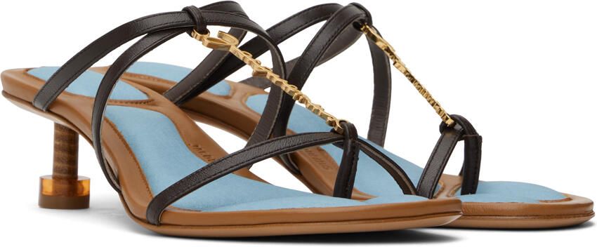 Jacquemus Brown & Blue Le Raphia 'Les Sandales Basses Pralu' Heeled Sandals - Picture 2