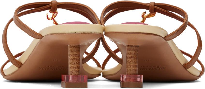 Jacquemus Brown & Pink Le Raphia 'Les Sandales Basses Pralu' Heeled Sandals