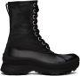 Jil Sander Black Leather Lace-Up Boots - Thumbnail 1