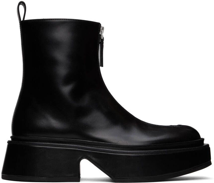 Jil Sander Black Wedge Platform Boots