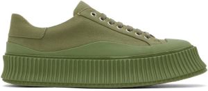 Jil Sander Green Canvas Platform Sneakers