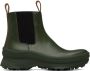 Jil Sander Green Leather Chelsea Boots - Thumbnail 1