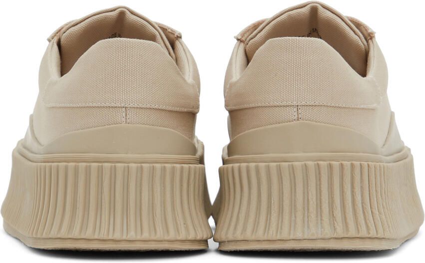 Jil Sander Beige Canvas Platform Sneakers - Picture 2