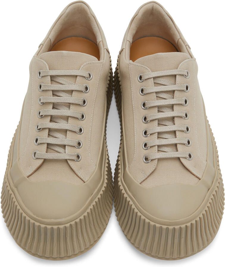 Jil Sander Beige Canvas Platform Sneakers