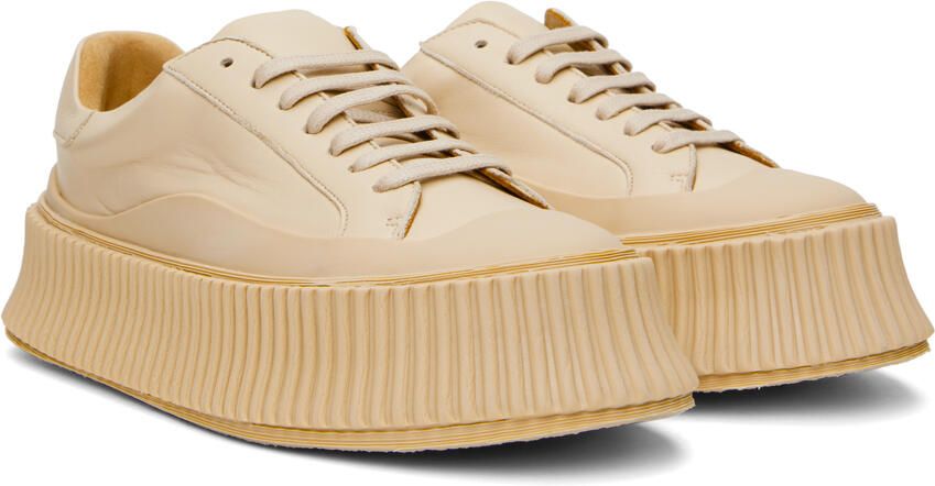 Jil Sander Beige Leather Sneakers - Picture 2