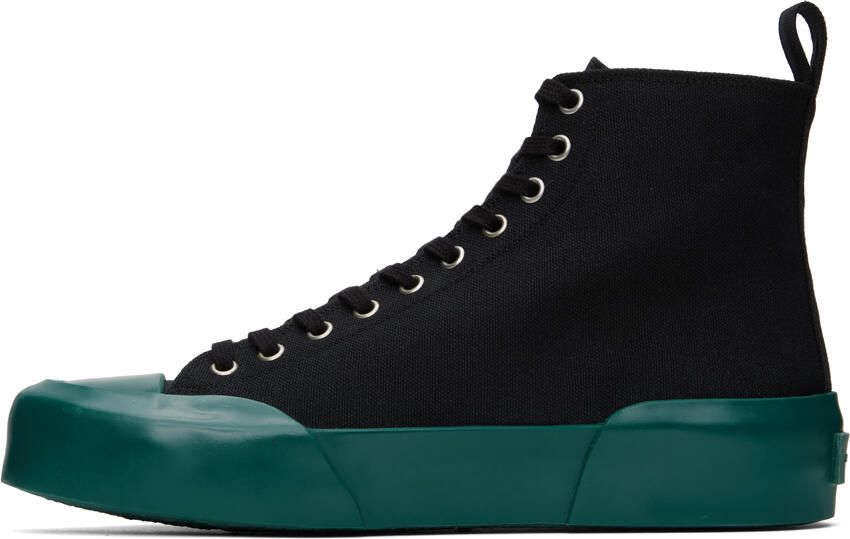 Jil Sander Black & Green High-Top Sneakers - Picture 3