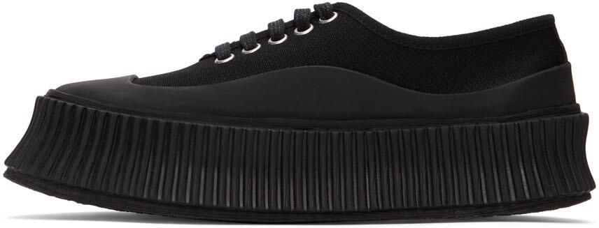 Jil Sander Black Canvas Platform Sneakers - Picture 2
