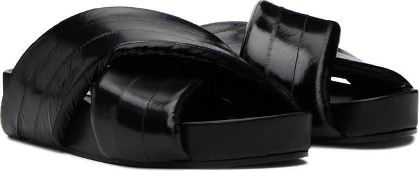 Jil Sander Black Criss-Cross Slides - Picture 2