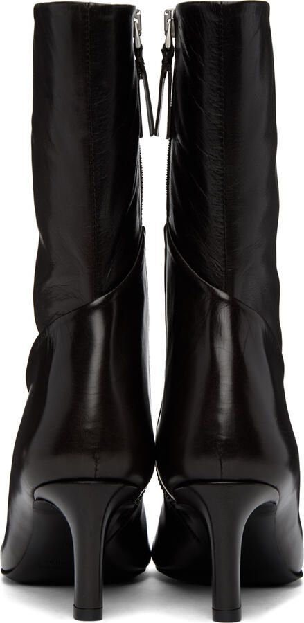 Jil Sander Black Leather Ankle Boots - Picture 3