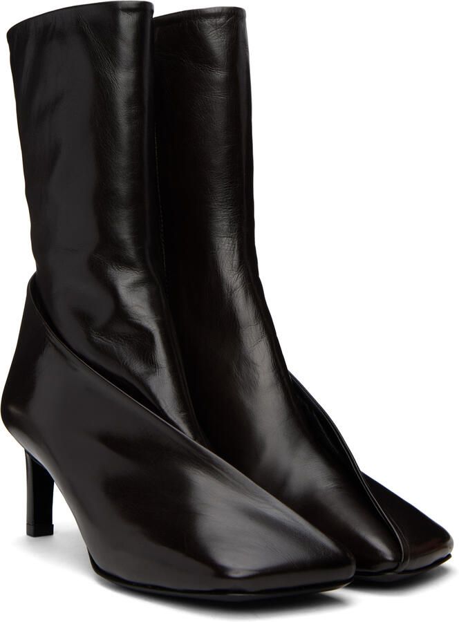 Jil Sander Black Leather Ankle Boots - Picture 2